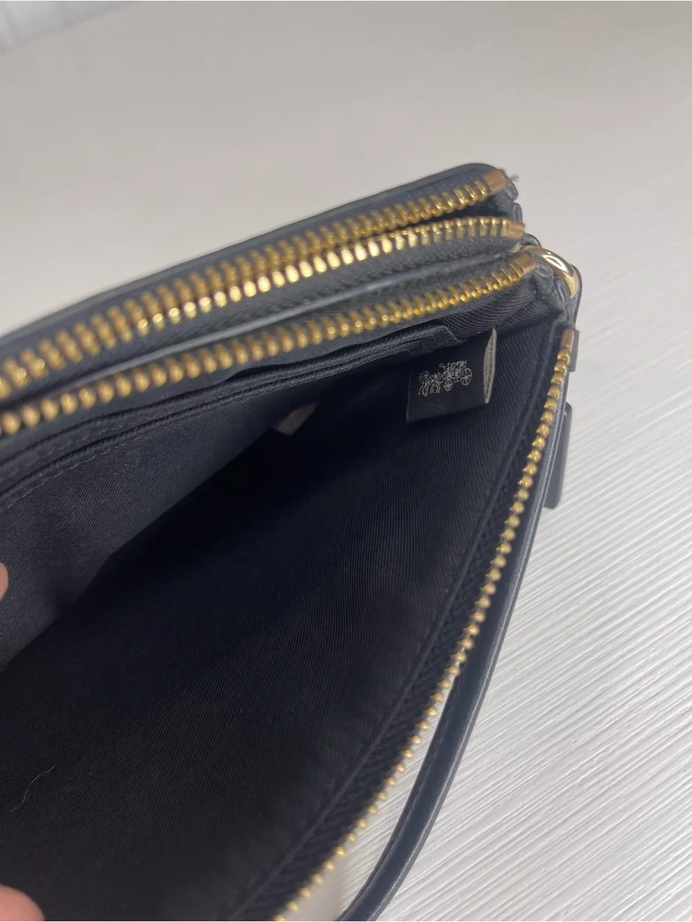 Coach Double Zip Signature Coated Canvas Wristlet